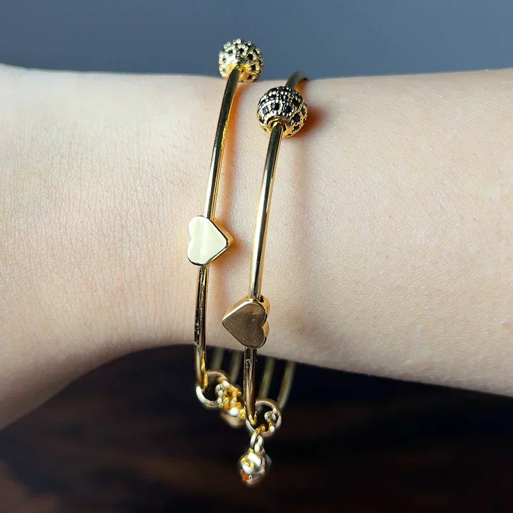 Alloy Diamond Gold-plated Bangle Set (Pack of 2)